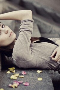Girl Laying On Stairs (480x854) Resolution Wallpaper