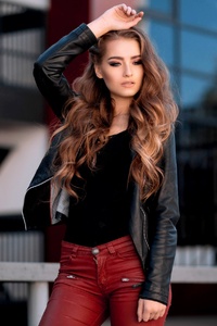 Girl Leather Jackets Outdoor (240x400) Resolution Wallpaper