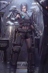 Girl Metal Cyborg Suit 4k