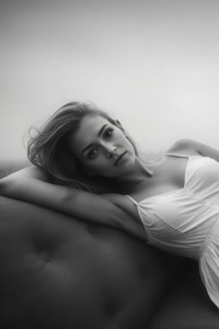 Girl Monochrome White Dress (1440x2560) Resolution Wallpaper
