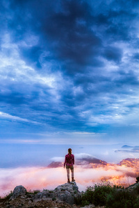 Girl On A Ledge Overlooking (480x800) Resolution Wallpaper