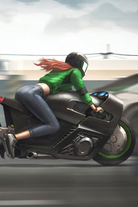 Girl On Bike 4k Art (1080x1920) Resolution Wallpaper