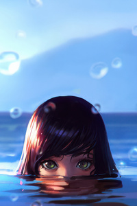 Girl Partially Submerged In Water (320x480) Resolution Wallpaper