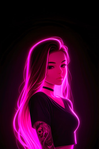 Girl Pink Neon 5k (2160x3840) Resolution Wallpaper
