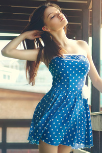 Girl Polka Dots Dress 4k (1080x1920) Resolution Wallpaper
