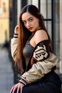 Girl Pose Jacket With Trousers (1080x2160) Resolution Wallpaper