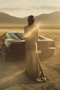 Girl Power In A Lamborghini (640x960) Resolution Wallpaper