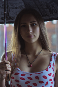 Girl Rain Umbrella Outdoor (640x960) Resolution Wallpaper