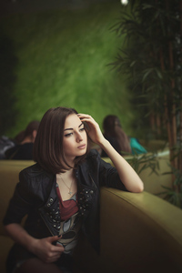 Girl Sitting Portrait Lifestyle Fashion 4k (640x960) Resolution Wallpaper