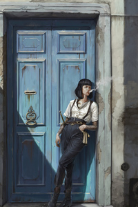 Girl Smoking Cigratte Art (480x800) Resolution Wallpaper