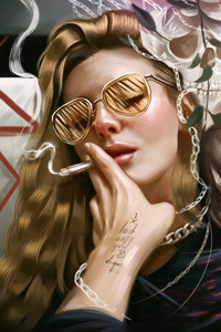 Girl Smoking Glasses