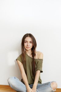 Girl Torn Jean Olive Green And Denim (1080x1920) Resolution Wallpaper