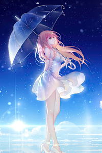 Girl Umbrella Dress Stilettos 5k (1080x2160) Resolution Wallpaper
