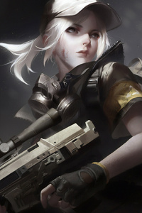 Girl Wearing Cap With Gun (800x1280) Resolution Wallpaper