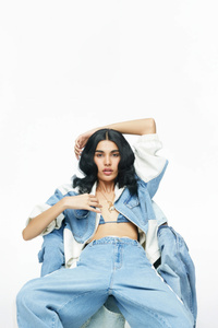 Girl Wearing Denim (480x800) Resolution Wallpaper