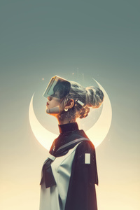 Girl Wearing Vr (750x1334) Resolution Wallpaper