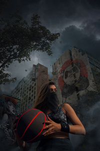 240x320 Girl With Basketball In Hand