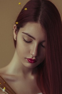 Girl With Flower Long Hair (1080x2160) Resolution Wallpaper