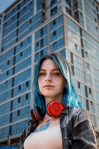 Girl With Headphones In Neck 4k (1080x1920) Resolution Wallpaper
