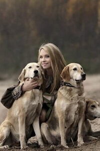 Girl With Labradors