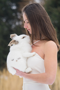 Girl With Rabbit 5k (360x640) Resolution Wallpaper