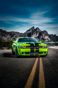 Glossy Green Dodge Challenger (2160x3840) Resolution Wallpaper
