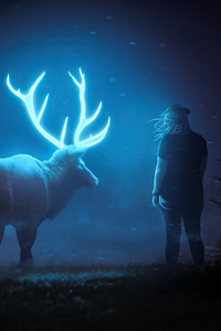 480x800 Glowing Reindeer In Dark