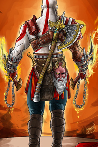 God Of War 4 Digital Art 4k (320x480) Resolution Wallpaper