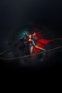 Gods Among Us Superman Batman And Wonder Woman (720x1280) Resolution Wallpaper