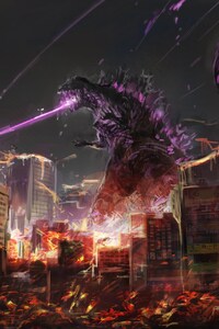 Godzilla Fan Art (320x568) Resolution Wallpaper