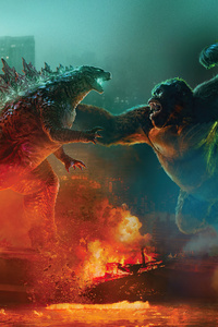 Godzilla Vs Kong Fight 5k (640x960) Resolution Wallpaper