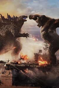 Godzilla Vs Kong Fight 8k (640x1136) Resolution Wallpaper