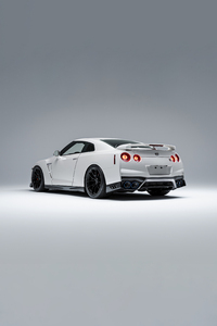 Godzilla White Nissan Gtr Rear 5k (1080x2160) Resolution Wallpaper