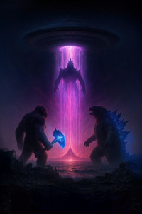Godzilla X Kong Supernova (1280x2120) Resolution Wallpaper