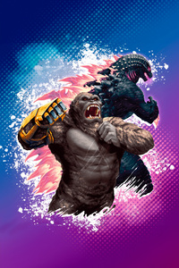 Godzilla X Kong The New Empire 8k Artwork (640x960) Resolution Wallpaper