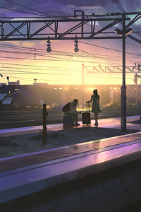 Going Home Back Train Platform 4k (1080x1920) Resolution Wallpaper