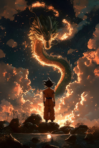 Goku Meets Shenron (1080x2160) Resolution Wallpaper
