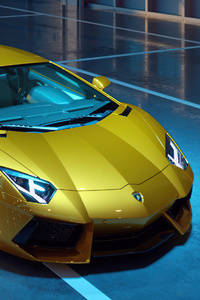 Gold Lamborghini Aventador Dione Forged 4k (640x960) Resolution Wallpaper