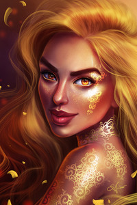 Golden Fantasy Girl Portrait
