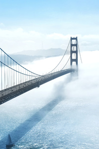 640x1136 Golden Gate Bridge Clouds 4k
