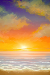 Golden Sunset Over Tranquil Waves (1280x2120) Resolution Wallpaper