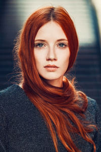 Gorgeous Redhead Girl With Flowing Hair And Beautiful Eyes (240x320) Resolution Wallpaper