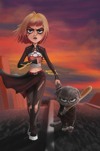 Gothic Girl With Friend (1280x2120) Resolution Wallpaper