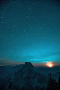 Gray Mountains Sky Full Of Stars 5k (1280x2120) Resolution Wallpaper