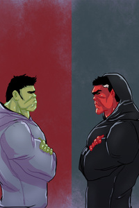 Green And Red Hulk Artwork (1280x2120) Resolution Wallpaper