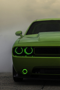 Green Dodge Challenger (1440x2960) Resolution Wallpaper