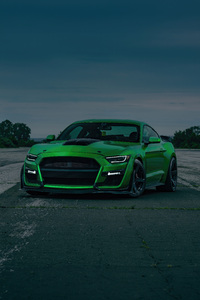 1080x2160 Green Ford Mustang Front