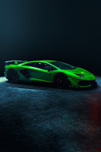 Green Lamborghini Aventardor SVJ 2023 (640x960) Resolution Wallpaper