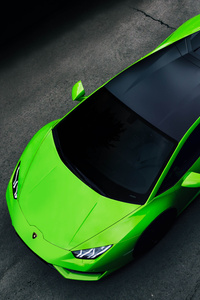 Green Lamborghini Huracan Upper View 5k (2160x3840) Resolution Wallpaper