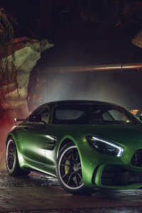 Green Mercedes AMG GT R (480x854) Resolution Wallpaper